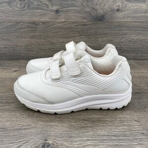 Brooks Addiction Walker V-Strap 2 Womens 8.5 Wide White Leather Walking Shoes